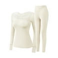 thumbnail image 1 of Hugcore Thermal Underwear for Women Elastic Thermal inner Wear Women's Thin Thermal Underwear Set High Elastic Long Base Layer Womens Thermal Set, White, L, 1 of 9