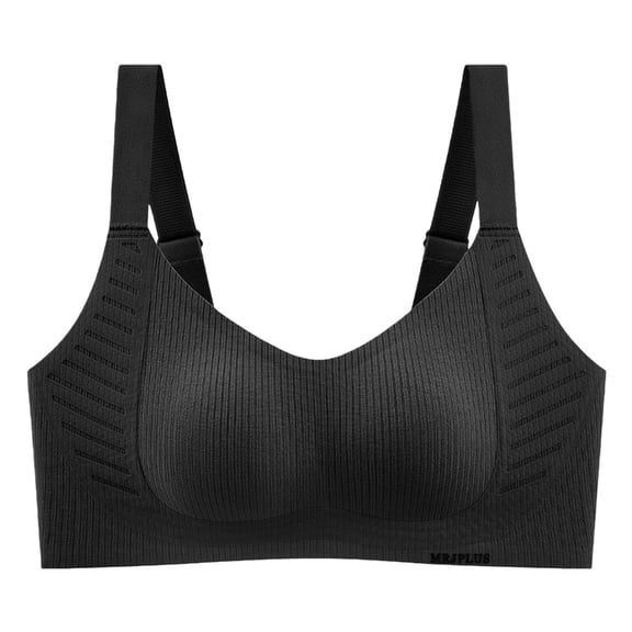 Hugcore Wide Strap Bras for Women Lift Bras for Women No Underwire Soft Push Up Wireless Bras No Underwire Wireless Bras Bras for Women Full Coverage Black L