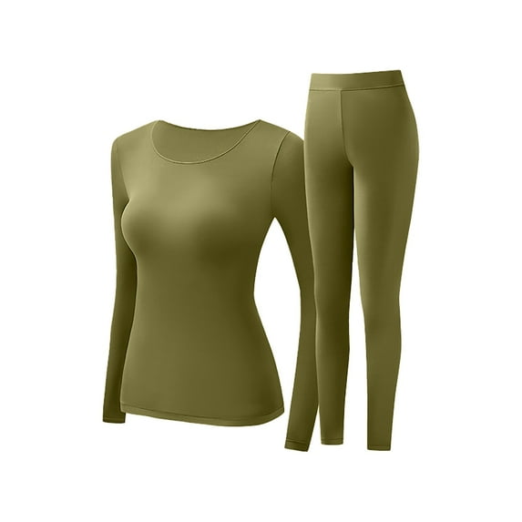 Hugcore Winter Clothing for Women Women Ultra-Soft Set Base Layer Top & Bottom Long Johns for Women Thermal Sets Cold Weather Top Bottom Thermals for Women, Green, L