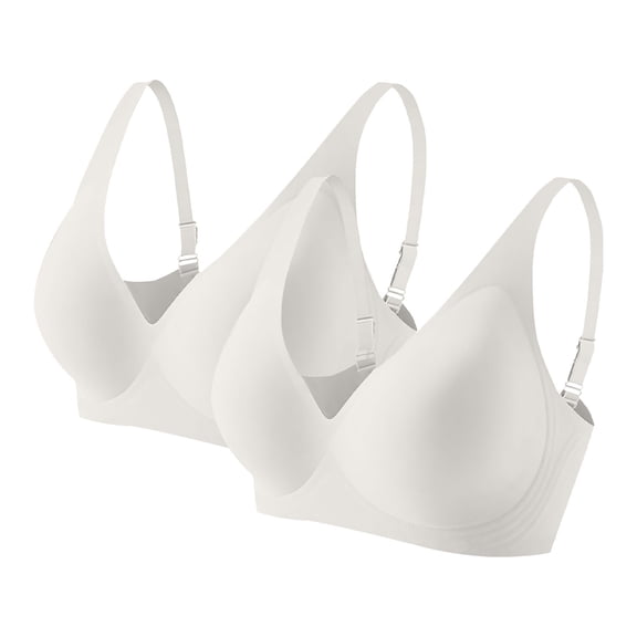 Hugcore Wireless Push Up Bra Women's V Neck Seamless Bra No Underwire Soft Comfort Push Up Bras Everyday Sports Bras Supportive Bras for Women B L