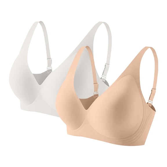 Hugcore Wireless Push Up Bra Women's V Neck Seamless Bra No Underwire Soft Comfort Push Up Bras Everyday Sports Bras Supportive Bras for Women H S