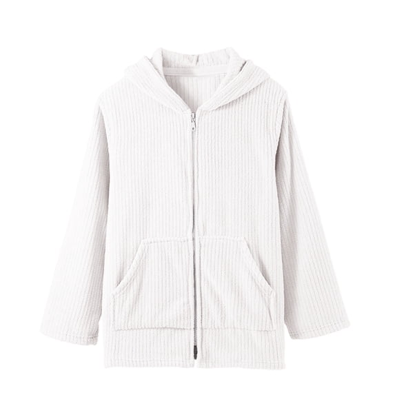 Hugcore Womens Fleece Jacket Womens Oversized Winter Warm Sweatshirt Hoodies Pajama Fleece Pajamas Comfortable Pullover Tops Fuzzy Pajamas for Women White M