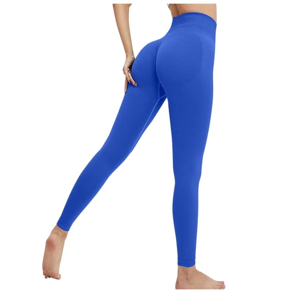 Hugcurve No Front Seam High Waisted Workout Leggings for Women Basic Yoga Pants Gym Athletic Tights Dark Blue XL