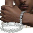 thumbnail image 1 of Huge 12MM Tennis Bracelet for Men Women in Eternity Design 14k Gold White Plated Iced Out Cubic Zirconia Lab Simulated Diamond Tennis Wrist Chain Bracelets Hip Hop Jewelry, 1 of 12