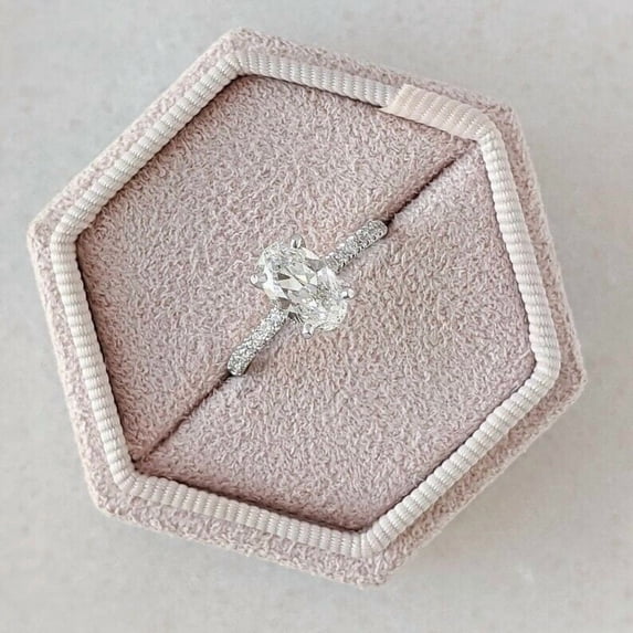 Huge 2.00 CT Excellent Cut Oval Moissanite Diamond Ring / Engagement Ring / 18K White Gold Plated Wedding Ring / Anniversary Rings / Jewelry Rings