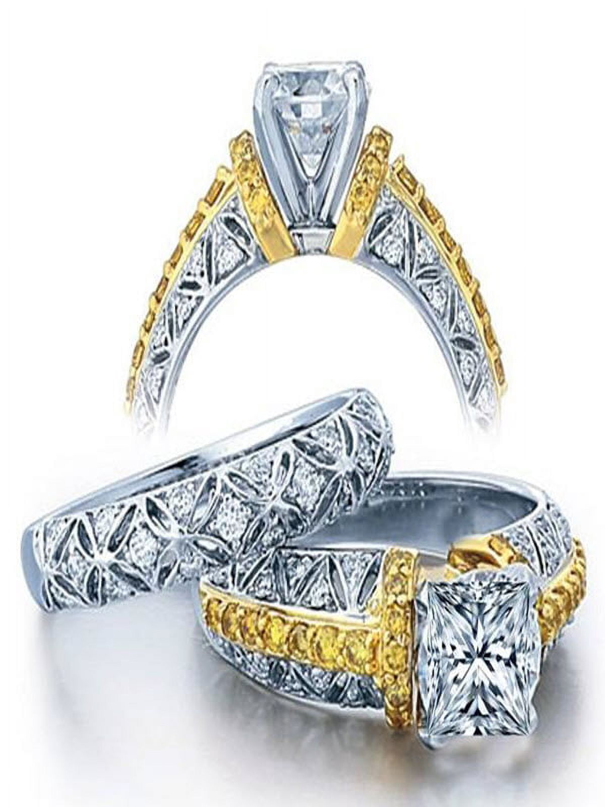 Huge 2 Carat Princess Designer Wedding Ring Set in White Gold for Women ...