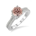 thumbnail image 1 of Huge 2 Carat Round cut Morganite and Diamond Engagement Ring for Women in 14k White Gold morganite and diamond engagement ring, 1 of 3