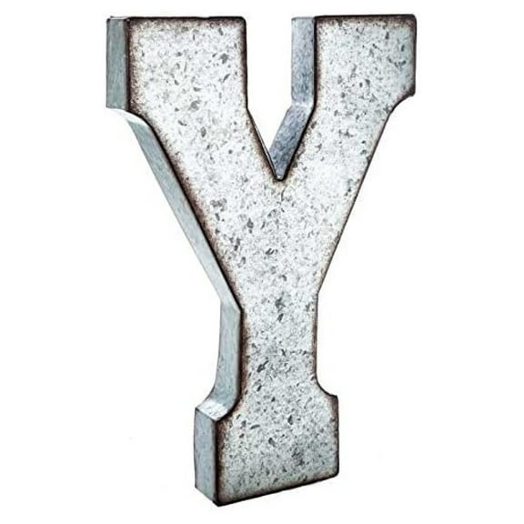 Huge 20" Metal Alphabet Wall Dcor Letter Y Rusted Edge Galvanized Metal