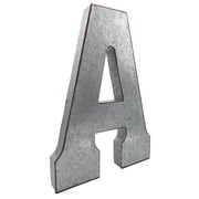 Huge 20" Metal Letter "A" Wall Decor, Silver with Rusted Edges, Galvanized Wall Mountable Decoration for Country, Mid-Century, or Farmhouse Themed Room or Event