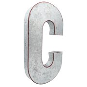 Huge 20" Metal Letter "C" Wall Decor, Galvanized Wall Mountable Decoration for Country, Mid-Century, or Farmhouse Themed Room or Event