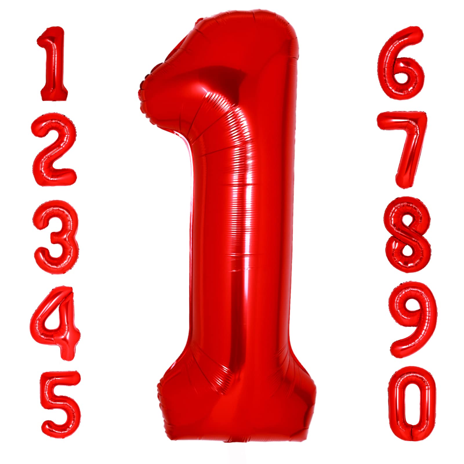 Huge 40 Inch Red Number 1 Balloon One Balloon for First Birthday Decors Girl Helium Red Number 1