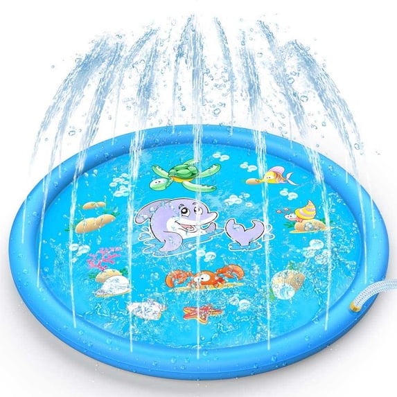 Huge 68″ Splash Water Play Mat for Little Kids & Toddlers, Water Sprinkler, Water Inflatable Wading Pool for Summer Fun Outdoor Water Toys for Boys & Girls, Dolphin