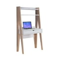 thumbnail image 1 of Huge Adorning Computer Desk With Drawer, Light Brown and White, 1 of 4