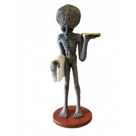 Huge Brain Alien Butler Life Size Statue