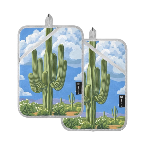 Huge Cactu Oven Mitts Pot Holders 2 pcs Heat Resistant for Kitchen Baking Grilling
