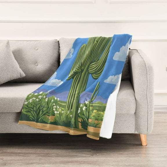 Huge Cactu Throw Blanket 60" x 90" Soft and Warm Blankets for Couch Sofa and Bed