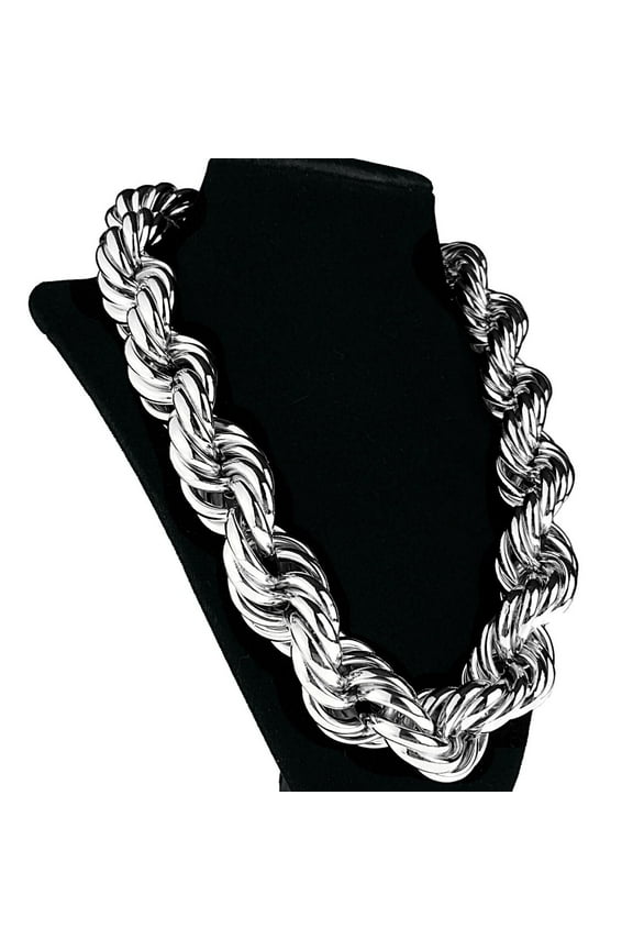 Huge Chain Hollow Rope Dookie 25MM Thick x 20" Inch Silver Tone Hip Hop Necklace