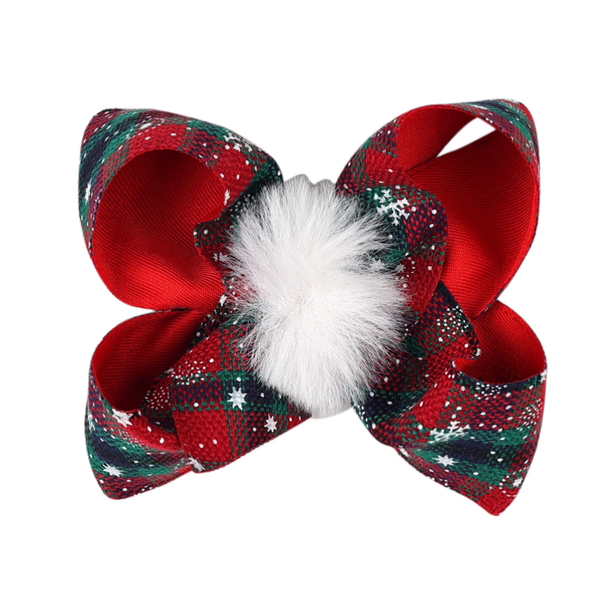 Huge Classic Christmas Plaid Pattern Bows Hair Clip Vintage Metal