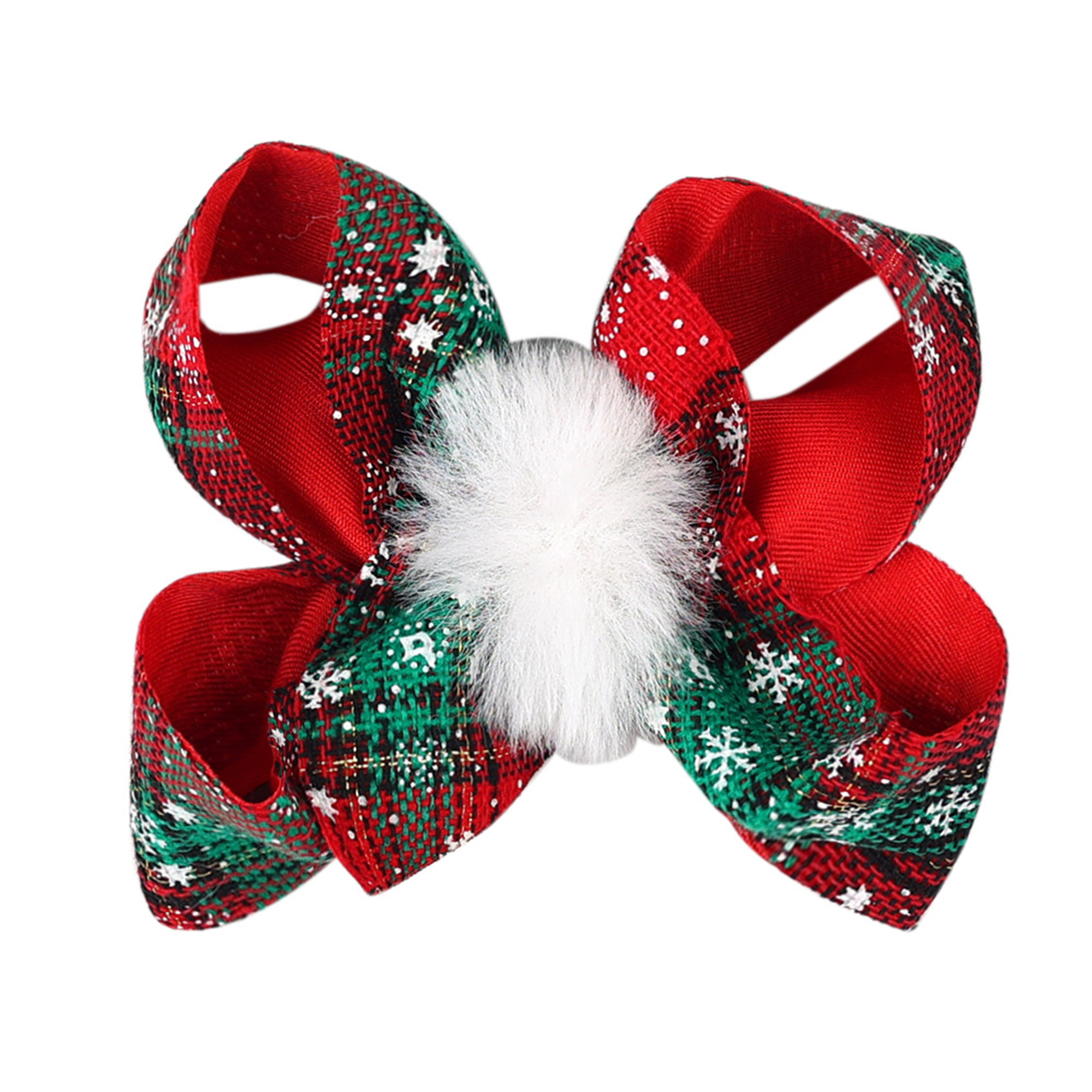 Double plaid Christmas hair bow clip