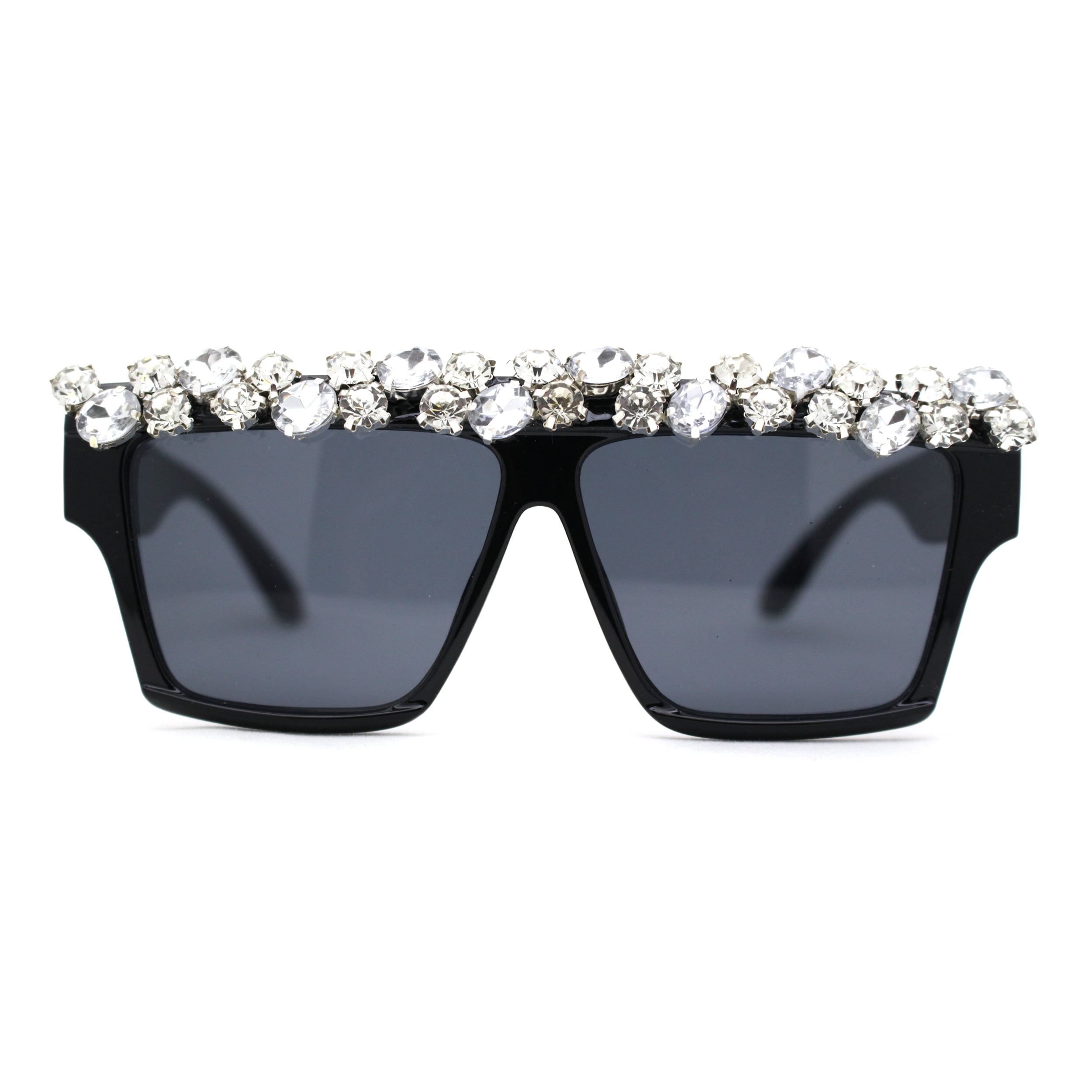 Huge Dripping Nugget Rhinestone Brow Flat Top Horn Rim  display picture 2