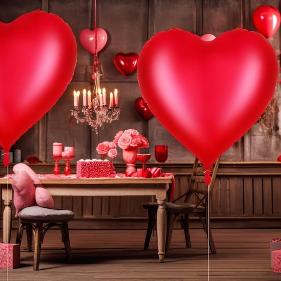 Huge Heart Balloons Romantic Jumbo Large Heart Foil Balloons for Wedding Engagement Anniversary Valentines Day Party Decor Outdoor Indoor (Red)