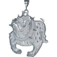 thumbnail image 1 of Huge Heavy Sterling Silver Bulldog Pendant Necklace 40 Grams 3.6 Inches with Diamond Cut Finish and 24 Inch Figaro Chain, 1 of 3
