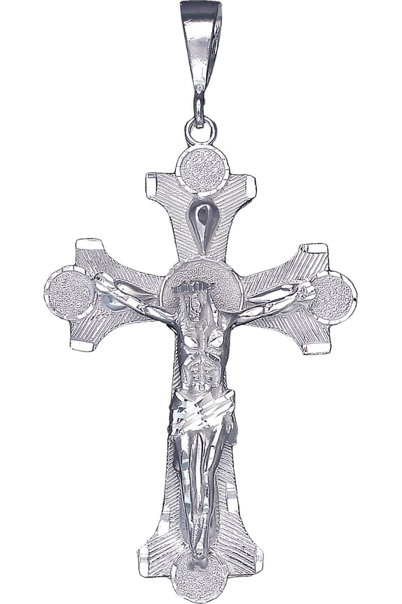Huge Heavy Sterling Silver Cross with Jesus Pendant Necklace 3.8 Inches 21 Grams