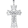 thumbnail image 1 of Huge Heavy Sterling Silver Cross with Jesus Pendant Necklace 5 Inches 31 Grams, 1 of 2