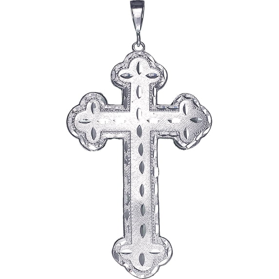 Huge Heavy Sterling Silver Cross without Jesus Pendant Necklace 5.1 Inch 38 Gram