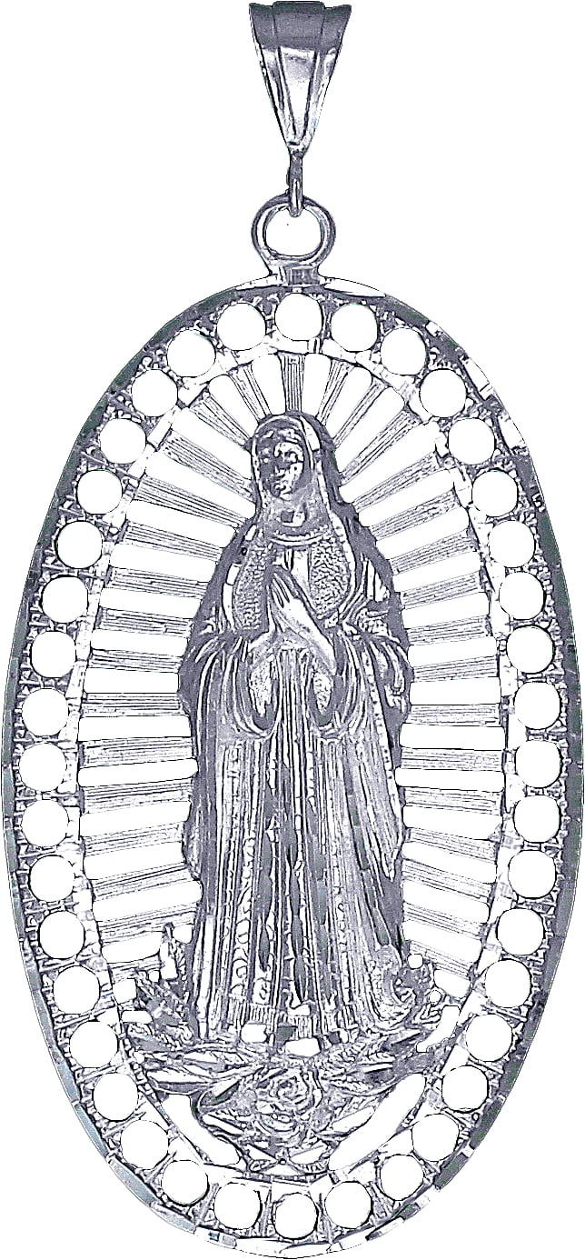 Huge Heavy Sterling Silver Miraculous Virgin Mary Pendant Necklace 3.8 ...