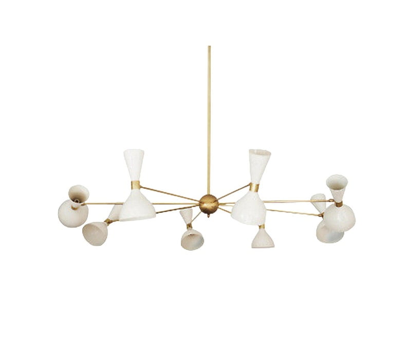 Lustre Italien Style Stilnovo Mid-Century Sputnik - 16 Lumières, Laiton, Ampoules E27, Neuf