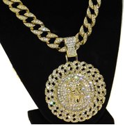 Huge Jesus Piece Hip Hop Chain Medallion Cuban Pendant Gold Finish Bling 30 Hip Hop Necklace