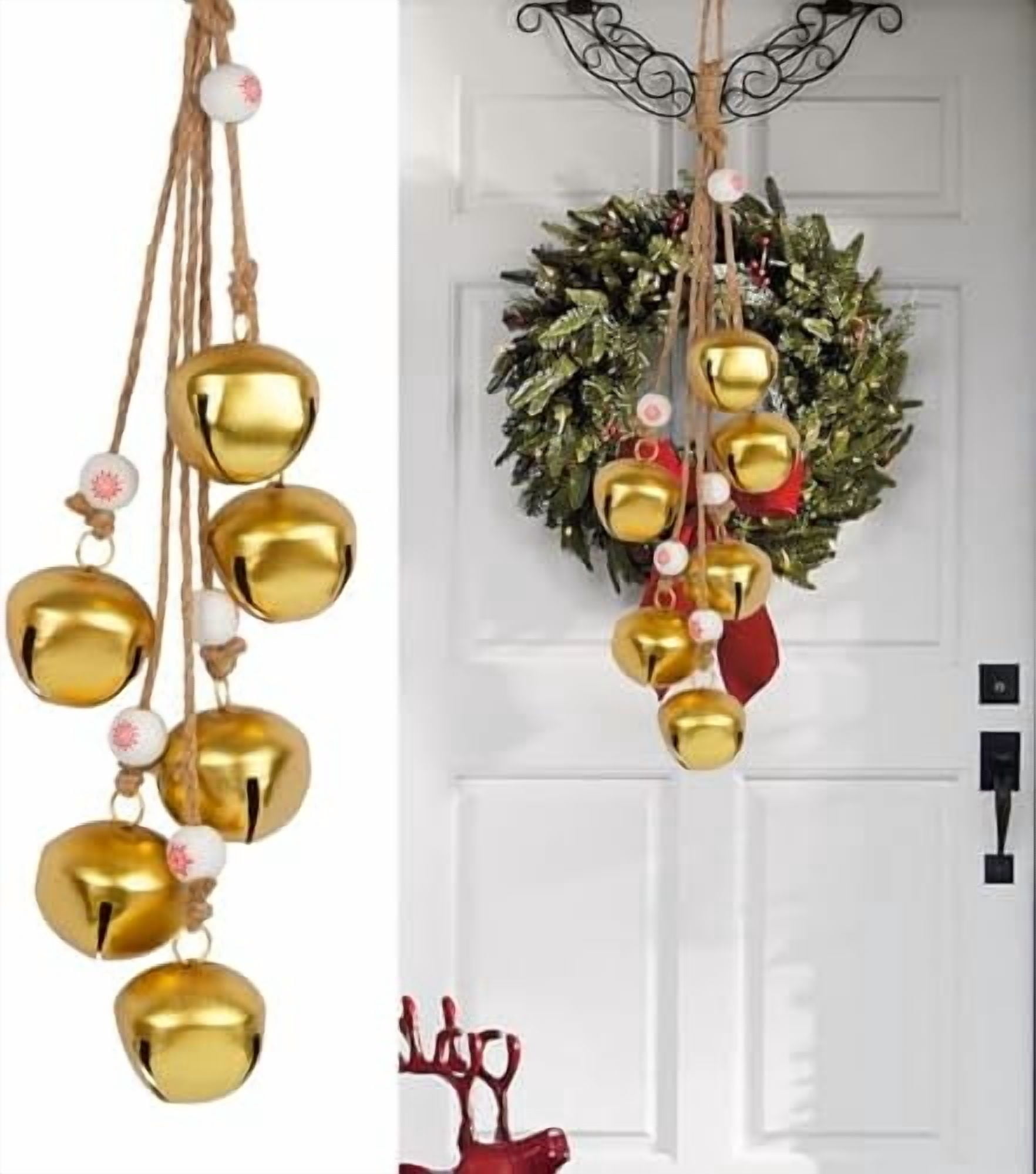 Key Tree Bells Huge Jingle Bells Set - 6 Snowflake Beads & Cow Bells for Christmas ...