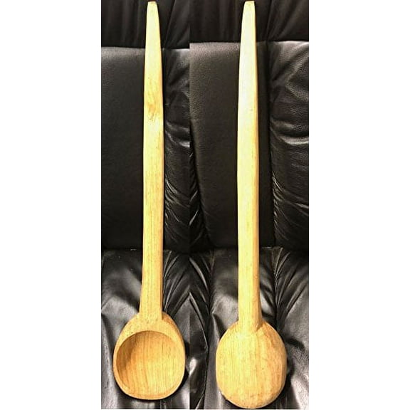 Huge Made in Mexico Mexican Deep Wooden Wood Stirring Deep Spoon Cuchara Menear Revolver Onda De Pozolera Mole Birria Caldo Sopas Stews 36" Gigante