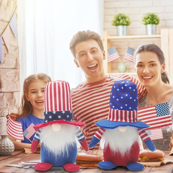 Huge Memorial Day Savings! Boovnll 4th of July Patriotic Gnomes Decorations - 2Pcs Handmade Plush Swedish Tomte Gnomes Ornaments for Memorial Day Gift, Patriotic Party Decor, 4th of July Decorations
