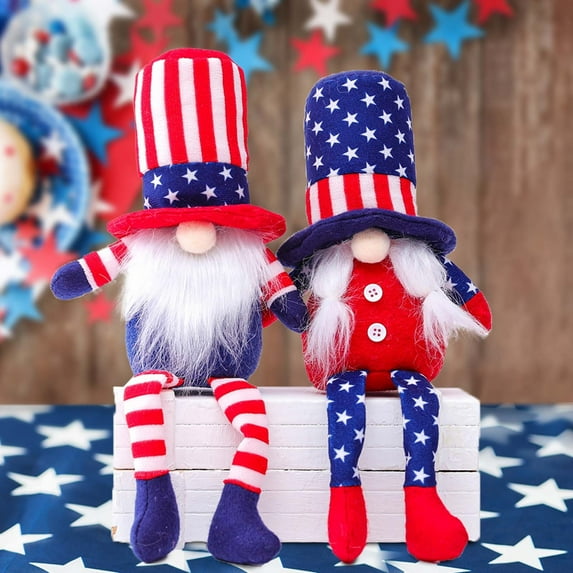 Huge Memorial Day Savings! Boovnll 4th of July Patriotic Gnomes Decorations - Handmade Plush Swedish Tomte Gnomes Ornaments for Memorial Day Gift, Patriotic Party Table Decor, 4th of July Decorations