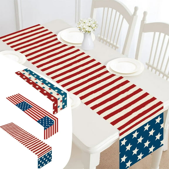 Huge Memorial Day Savings! Boovnll 4th of July Table Runner, 13x35" Stars Stripe Memorial Day Table Runner, Patriotic Table Runner for Patriotic Party Dining Table Decor, 4th of July Decorations