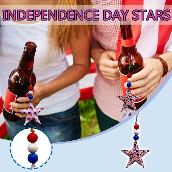Huge Memorial Day Savings! Boovnll 4th of July Tree Decorations, 1Pcs Red White Blue Stars Memorial Day Ornaments, 4th of July Ornaments for Patriotic Party Hanging Decor, 4th of July Decorations