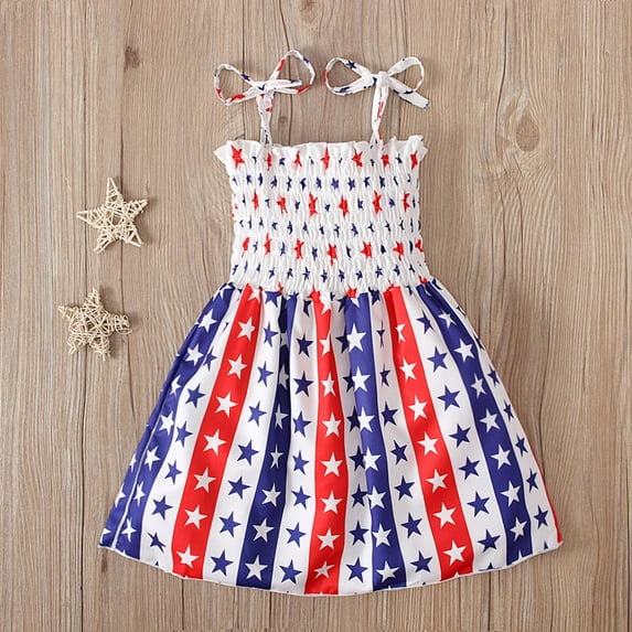 Huge Memorial Day Danhjin 4th of July Baby Girl Outfits Stripe Dress Independence Day Outfits Kids Patriotic Clothes July 4th Toddler Girls Stripe Dress 1 6 Years