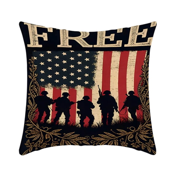 Fwttom 4Th of July Decorations, America Flag Double Sides Print Cushion Cover for Bed Sofa Cartoons Tetragonum Couch Pillow Cover