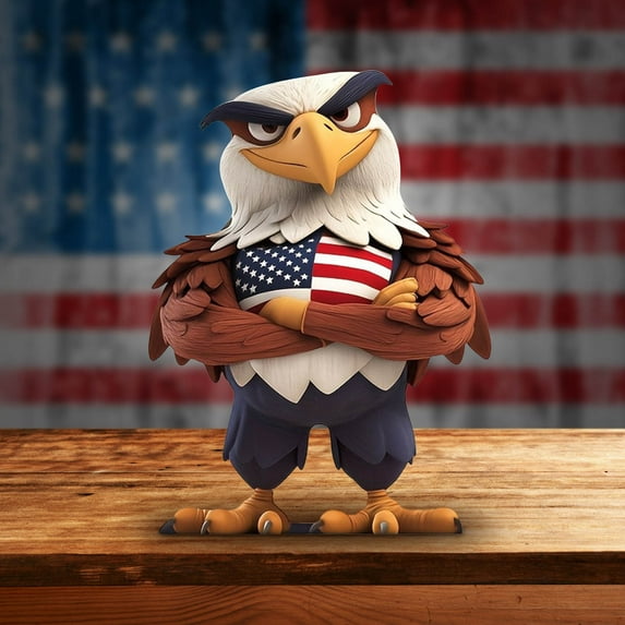 Fwttom 4Th of July Decorations, 2D Independence Day Figurine Wooden Desktop Decor for Home