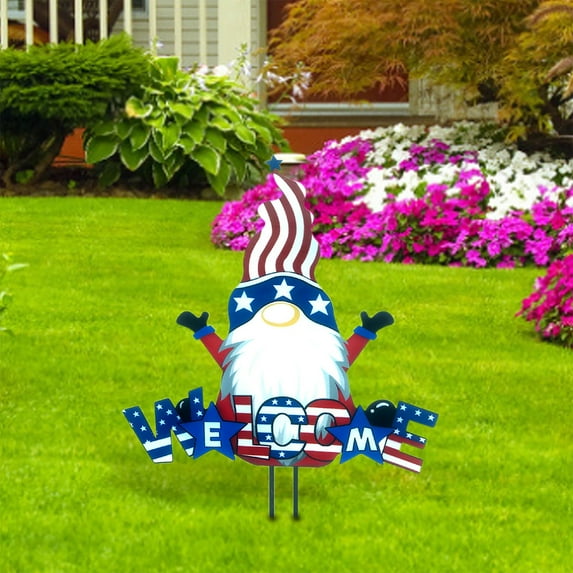 Suncoda 4th of July Gnomes Independence Day Outdoor Gnome Ground Insert Patriotic Gnomes Decor 4th of July Decorations for Garden Gnome Gifts for Women Man