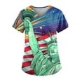 thumbnail image 1 of Titcea Women Nursing Scrub Tops 4th of July Patriotic Printed Working Uniform Short Sleeve V Neck Workwear Blouse T-shirt with Pockets, Gifts for Mom/Her, 1 of 3
