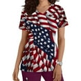 thumbnail image 1 of Huge Memorial Day Savings! Titcea Women Nursing Scrub Tops Independence Day Patriotic Printed Working Uniform Short Sleeve V Neck Workwear Blouse T-shirt with Pockets, Gifts for Mom/Her, 1 of 5