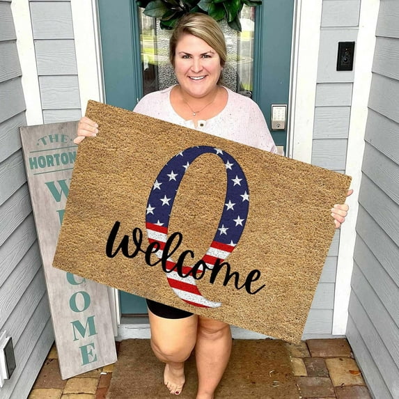 kladzum 4th of July Door Mat Patriotic Doormat Entryway Rug Welcome Independence Day Doormat Stain and Fad Patriotic Decor Welcome Outdoor Mat 4th of July Decor