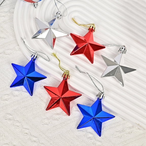 kladzum 6PCS Hanging Festive Sky Decoration Independence Day Star Decoration Pendant Fourth of July Party Supplies