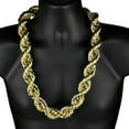 thumbnail image 1 of Huge Mens 14k Gold Plated Chain Hollow Rope 30MM Wide x 30" Inch Hip Hop Dookie Big Rapper Necklace, 1 of 9