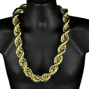 Huge Mens 14k Gold Plated Chain Hollow Rope 30MM Wide x 30 Inch Hip Hop Dookie Big Rapper Necklace
