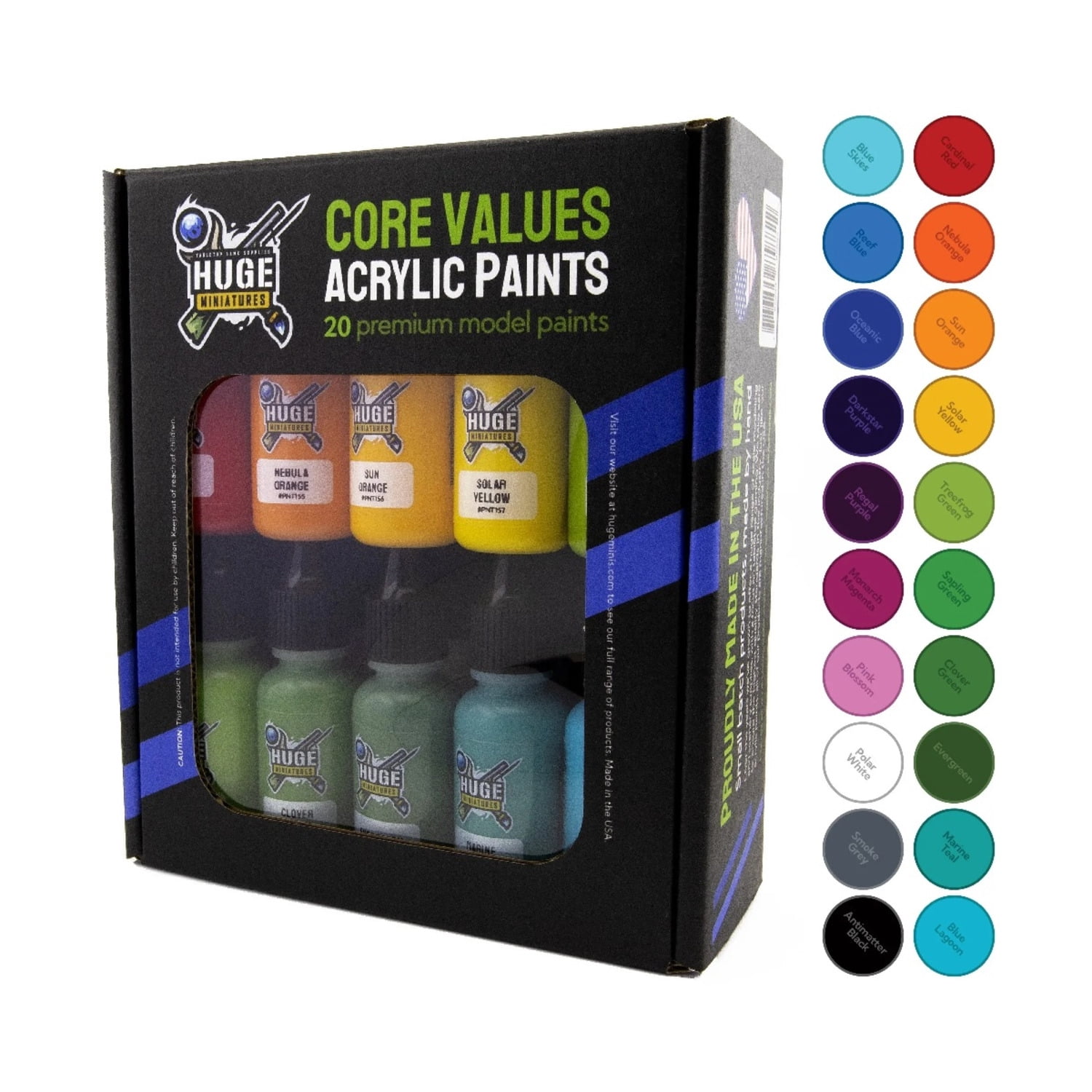Huge Miniatures Core Values Acrylic Paint Set New
