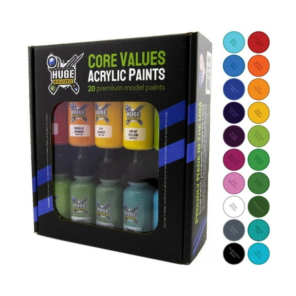 Huge Miniatures Core Values Acrylic Paint Set New